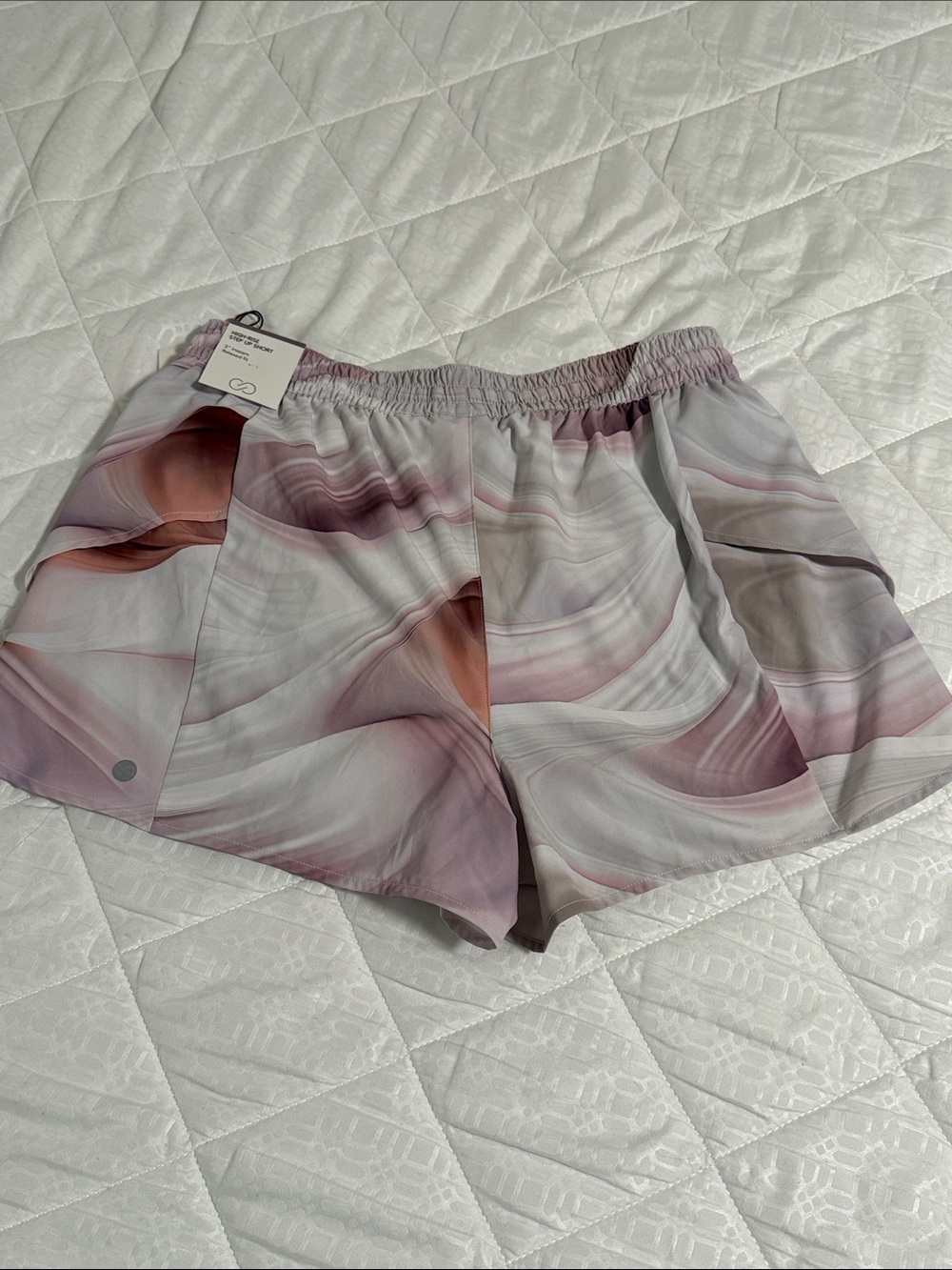 Calia Marble-Print Athletic Shorts - Pink & Gray - Picture 4 of 6